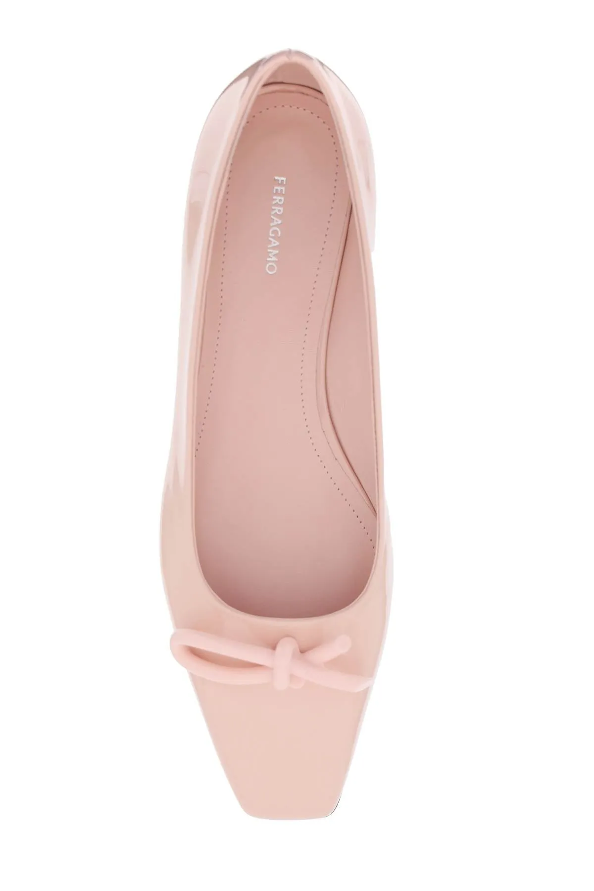 Ferragamo Elegant Pink Ballet Flats with Asymmetrical Bow for Women