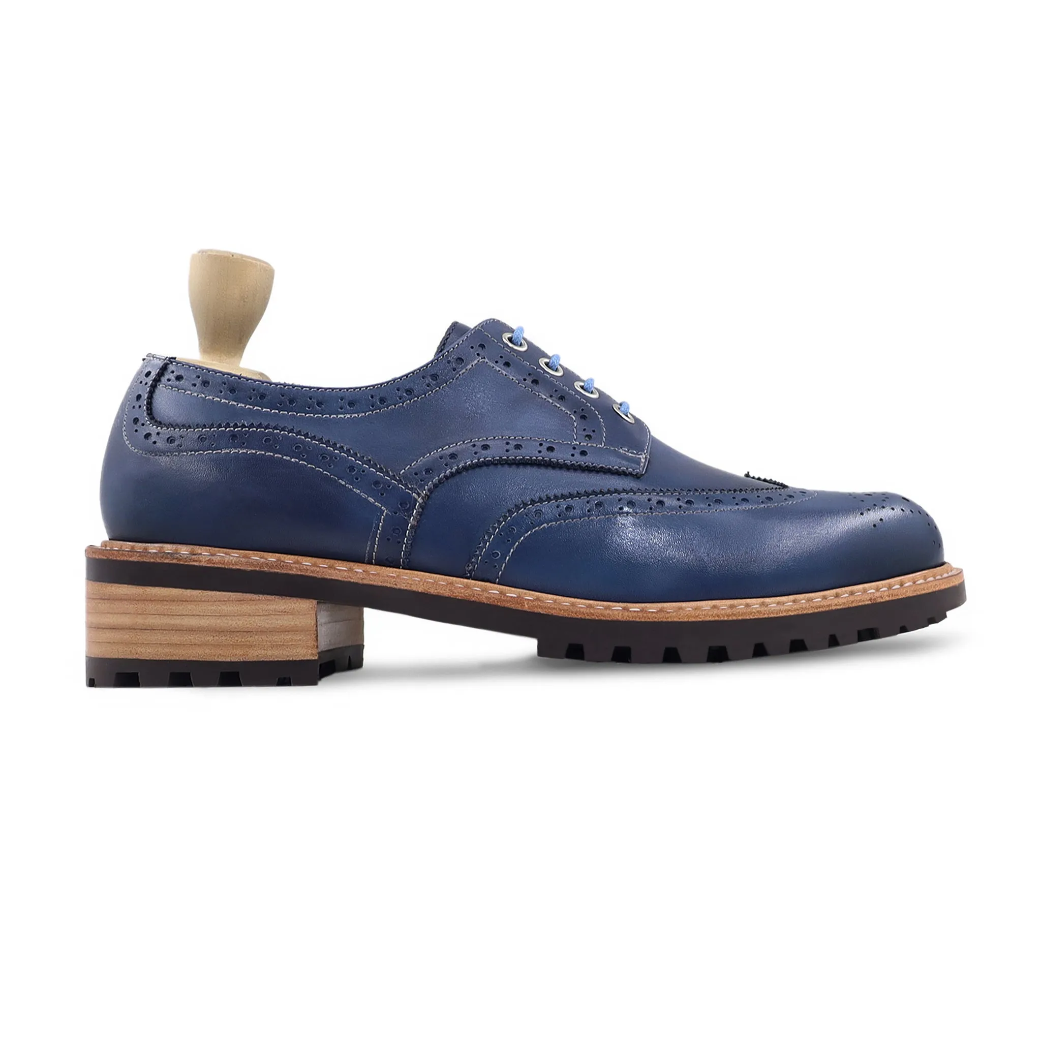 Foster - Men's Blue Calf Leather Derby Shoe - Goodyear Welted