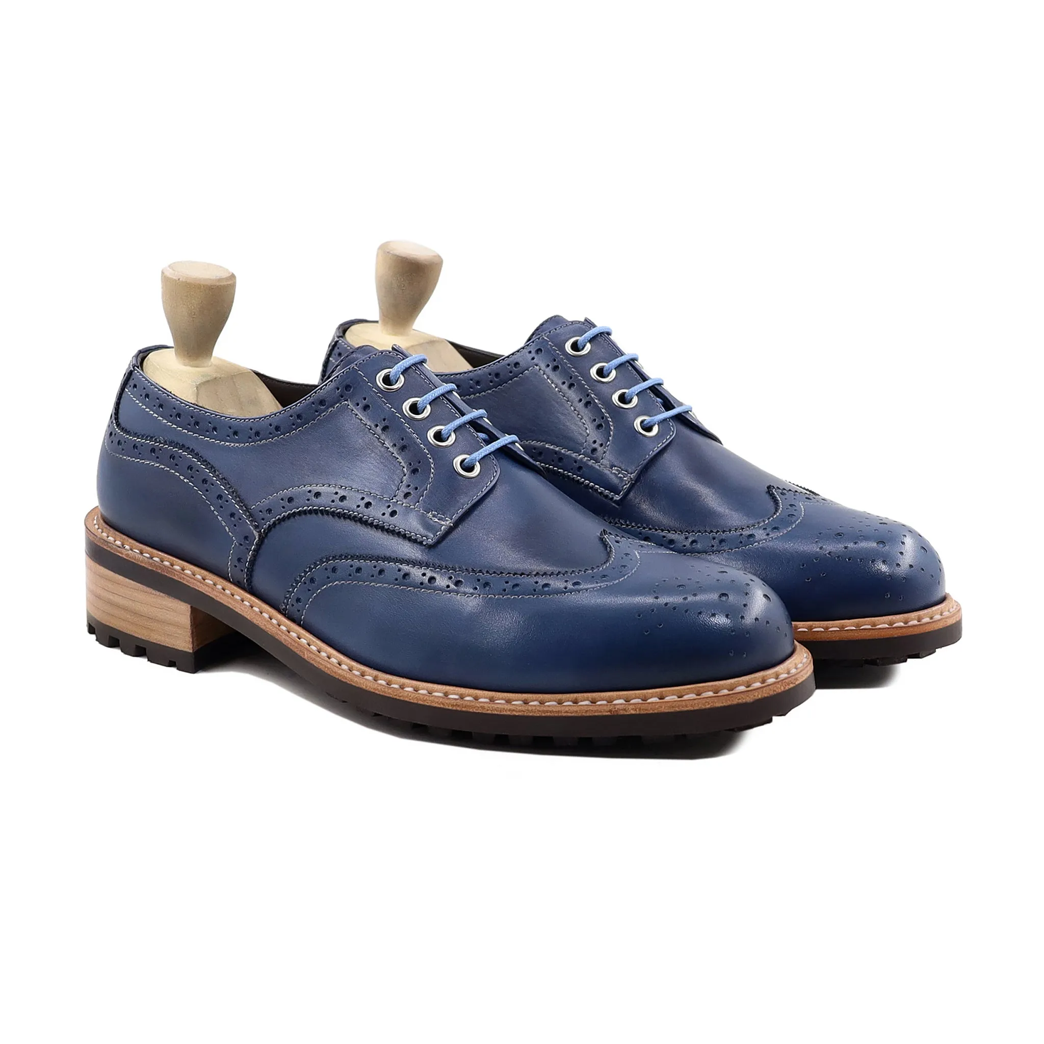 Foster - Men's Blue Calf Leather Derby Shoe - Goodyear Welted