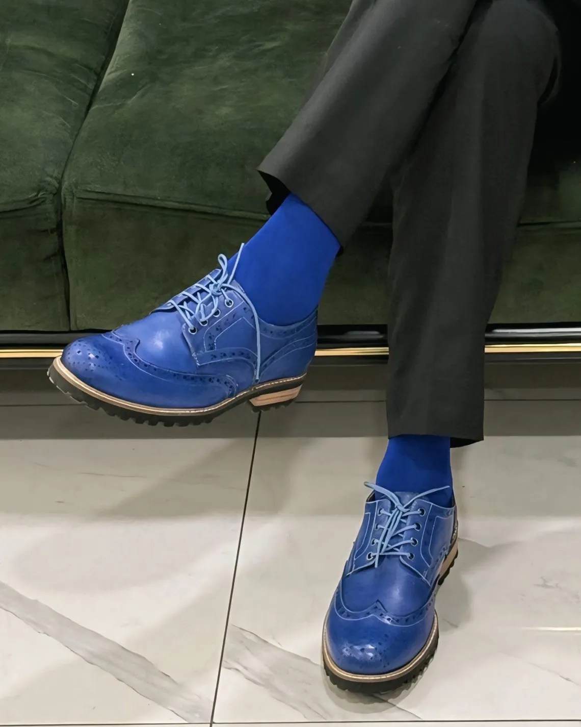 Foster - Men's Blue Calf Leather Derby Shoe - Goodyear Welted