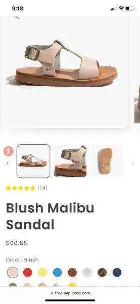 Freshly Picked Blush Malibu Sandals Size 6, Shoes 6 (Walkers:12-24 mth)