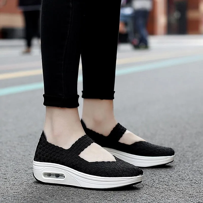 Handmade stretch upper air cushion orthopedic casual sneakers