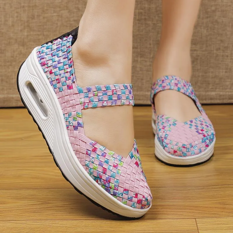 Handmade stretch upper air cushion orthopedic casual sneakers
