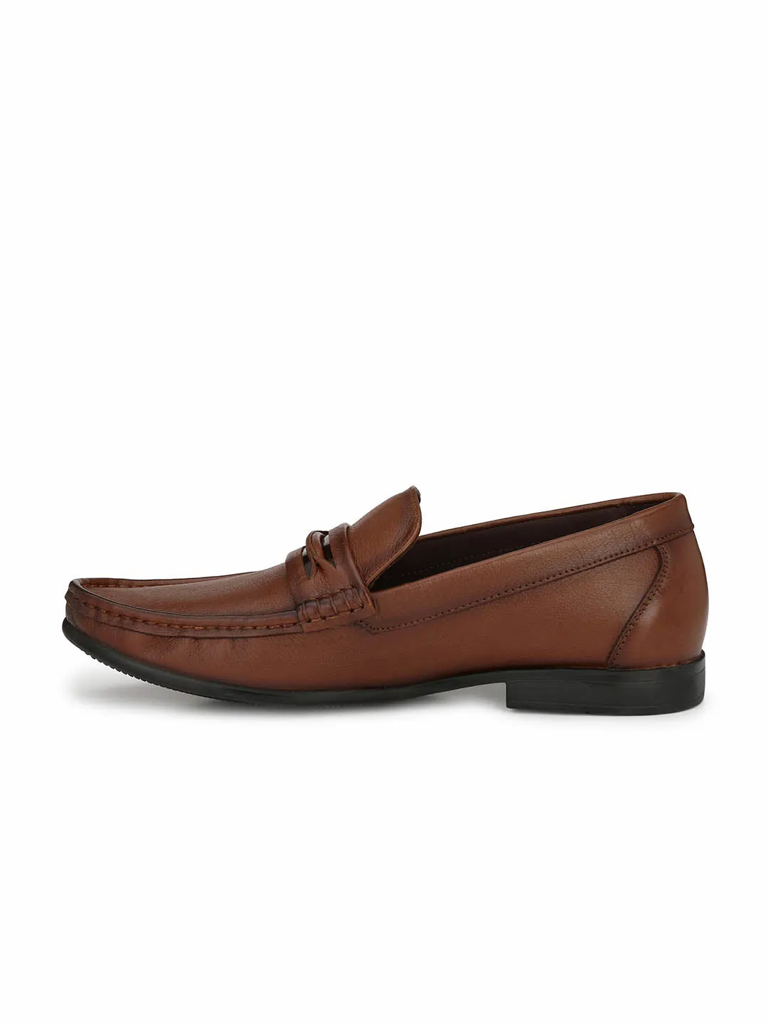 Hitz Men's Tan Slip-On Comfort Leather Shoes