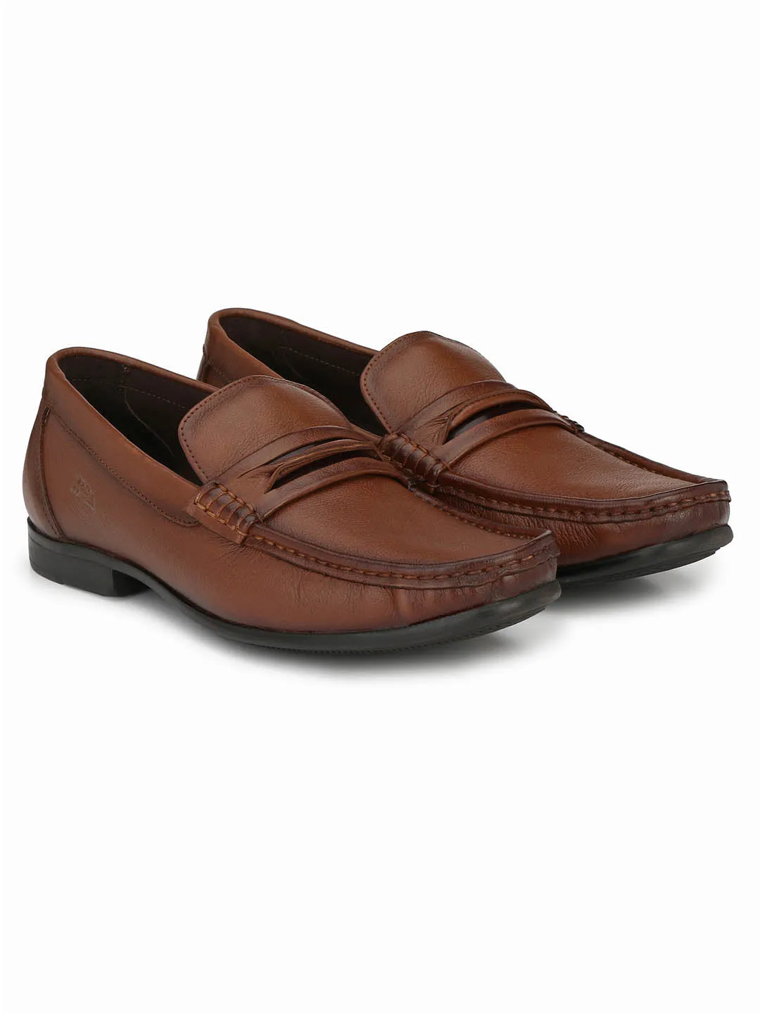 Hitz Men's Tan Slip-On Comfort Leather Shoes