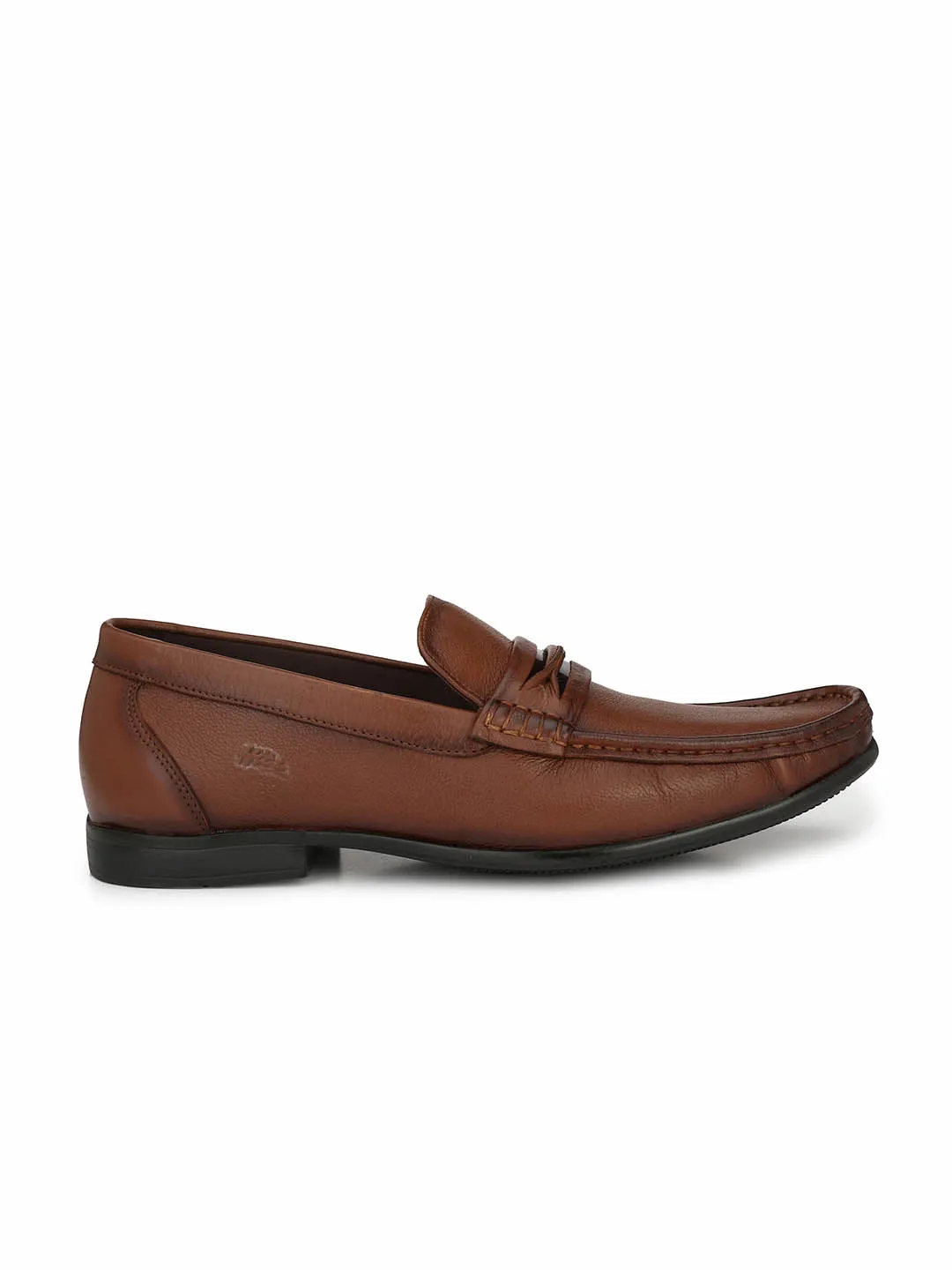 Hitz Men's Tan Slip-On Comfort Leather Shoes