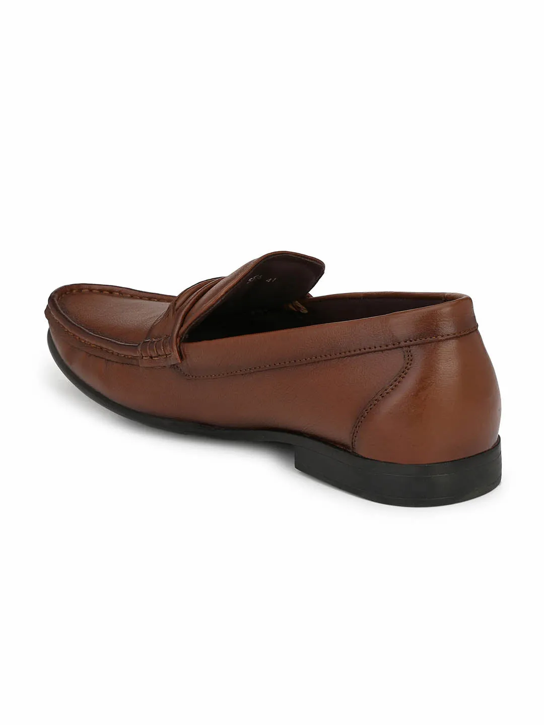 Hitz Men's Tan Slip-On Comfort Leather Shoes