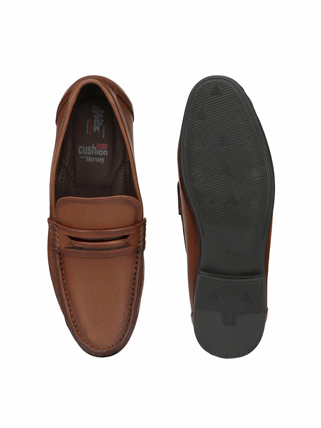 Hitz Men's Tan Slip-On Comfort Leather Shoes