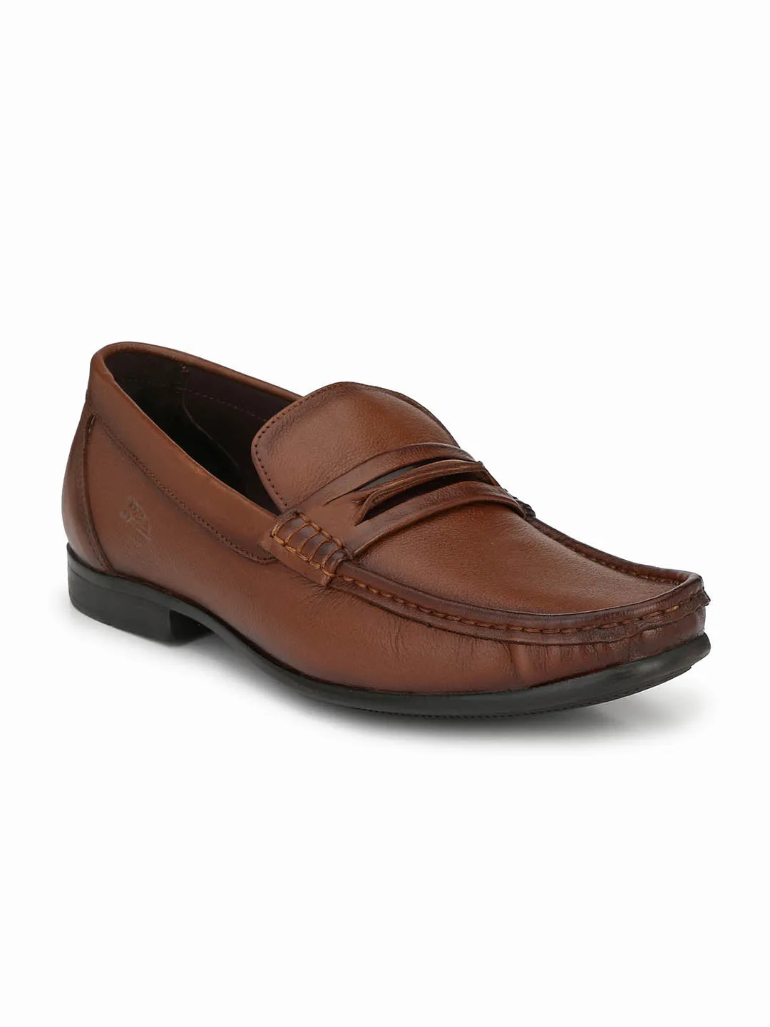 Hitz Men's Tan Slip-On Comfort Leather Shoes