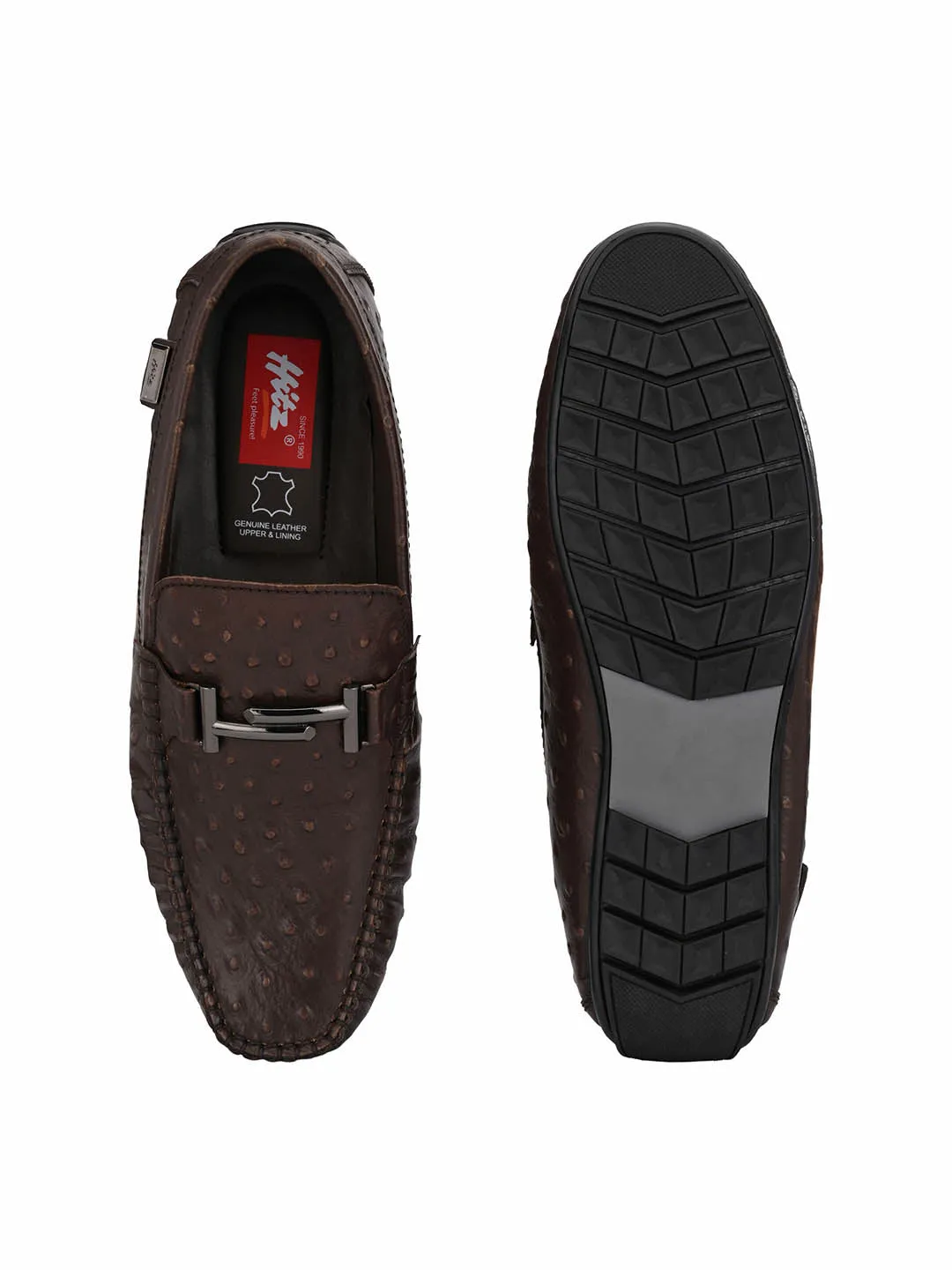 HITZ7605 Men's Brown Leather Casual Slip-On Shoes