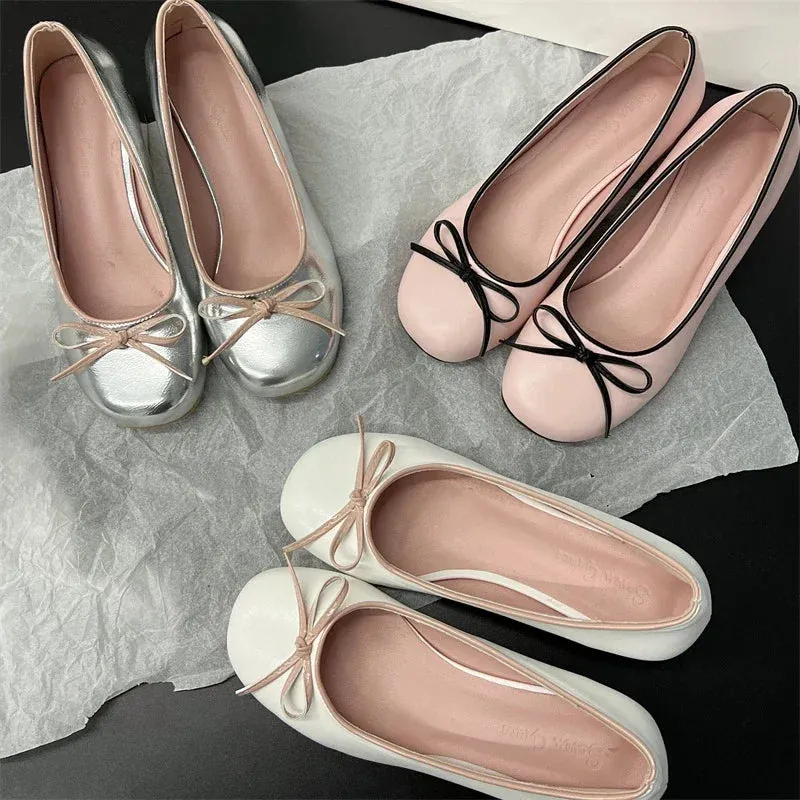 Hnzxzm Designers Butterfly-knot Women Pumps Fashion Shallow Slip On Thick Low Heel Sandalias Ladies Elegant Outdoor Mary Jane Shoes