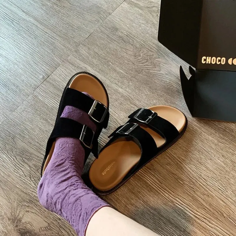 Hnzxzm Women's Slippers and Ladies Sandals Orthopedic Shoes Outside Summer 2024 Thick Slides Open Toe Rubber Pink Platform Original B