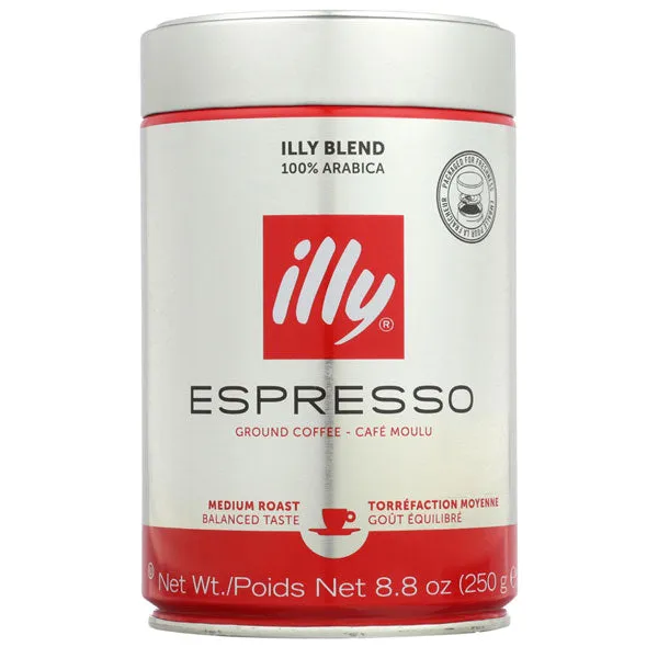 illy Ground Espresso Classico Medium Roast Coffee, 8.8 Oz