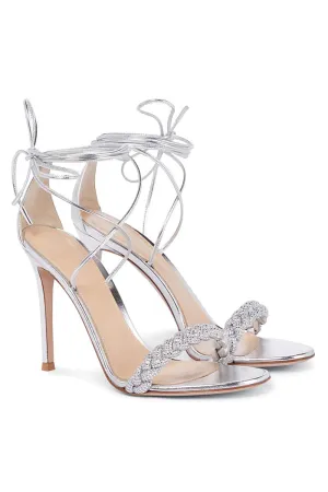 JOSKAA Woman Elegant high heel Silver Lace Up High Heels