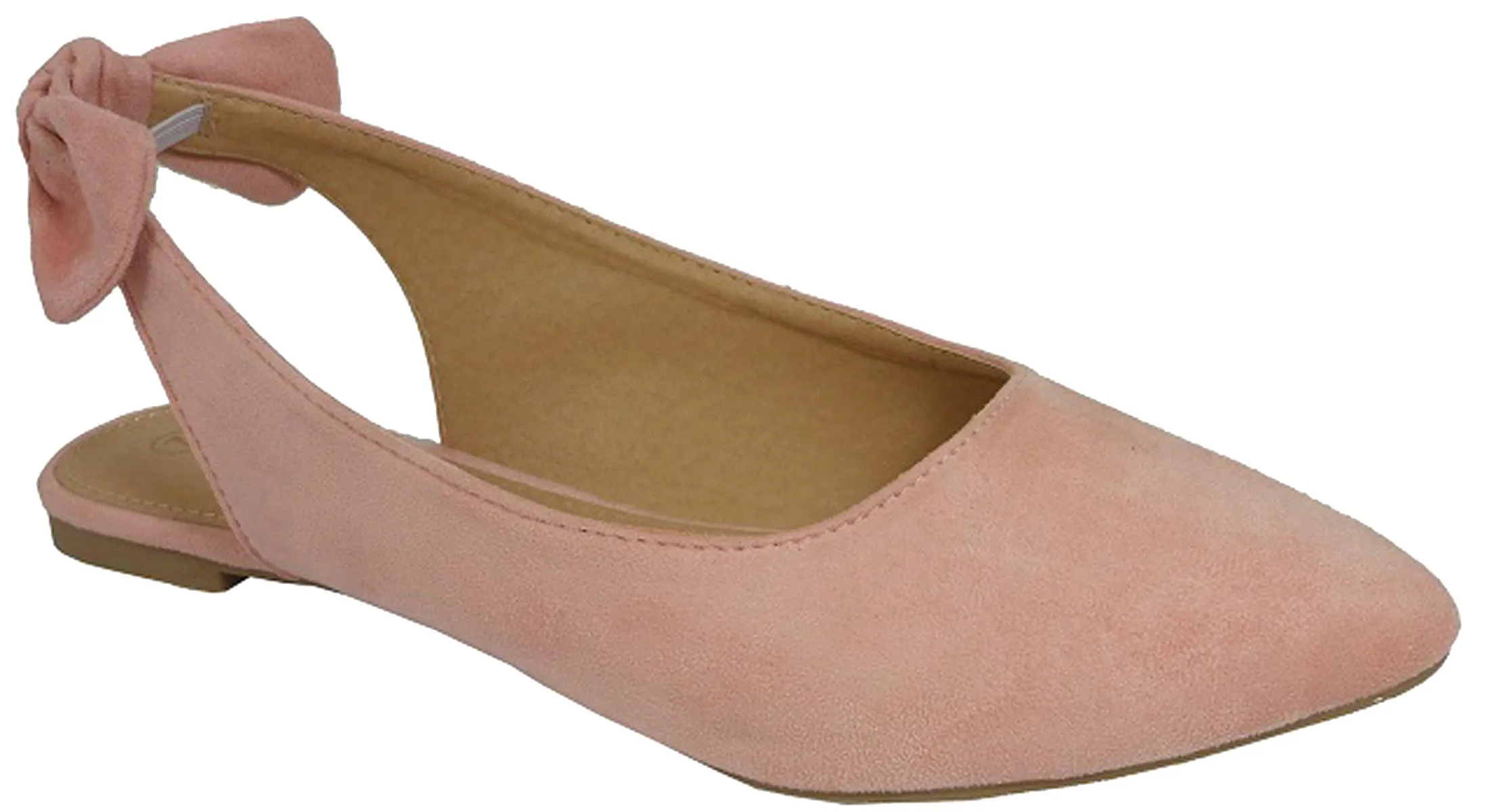 Jynx Women's Slingback Bow Pointed Toe Fashion Ballet Flat Mule