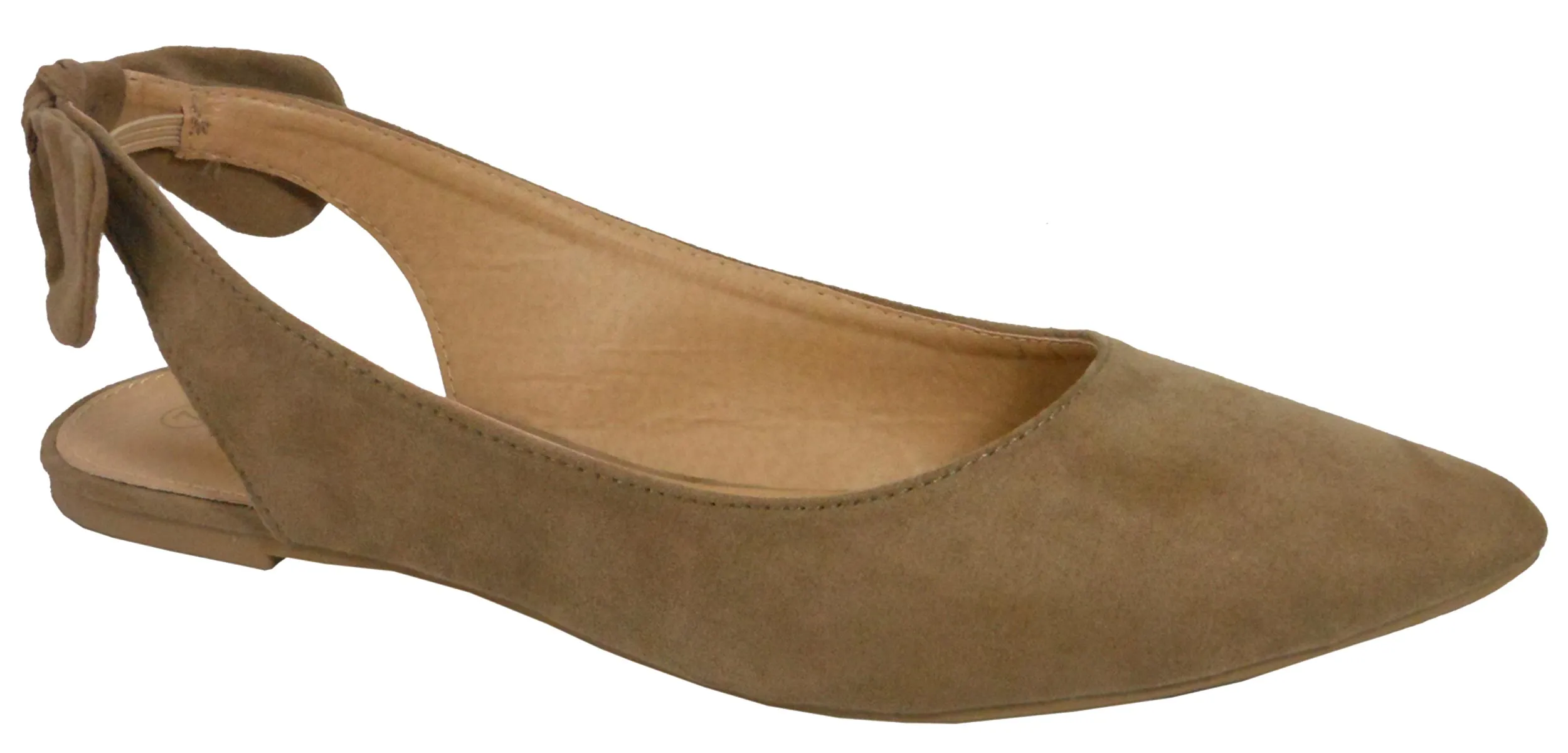 Jynx Women's Slingback Bow Pointed Toe Fashion Ballet Flat Mule