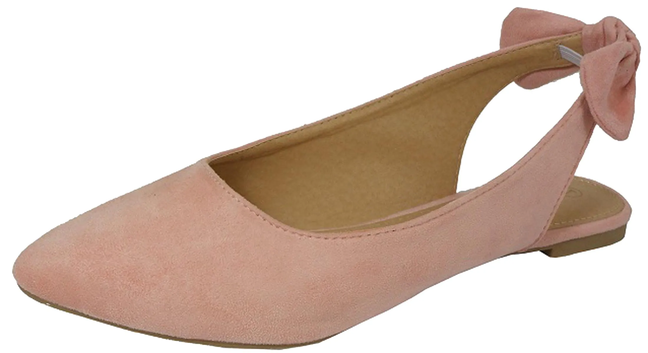 Jynx Women's Slingback Bow Pointed Toe Fashion Ballet Flat Mule