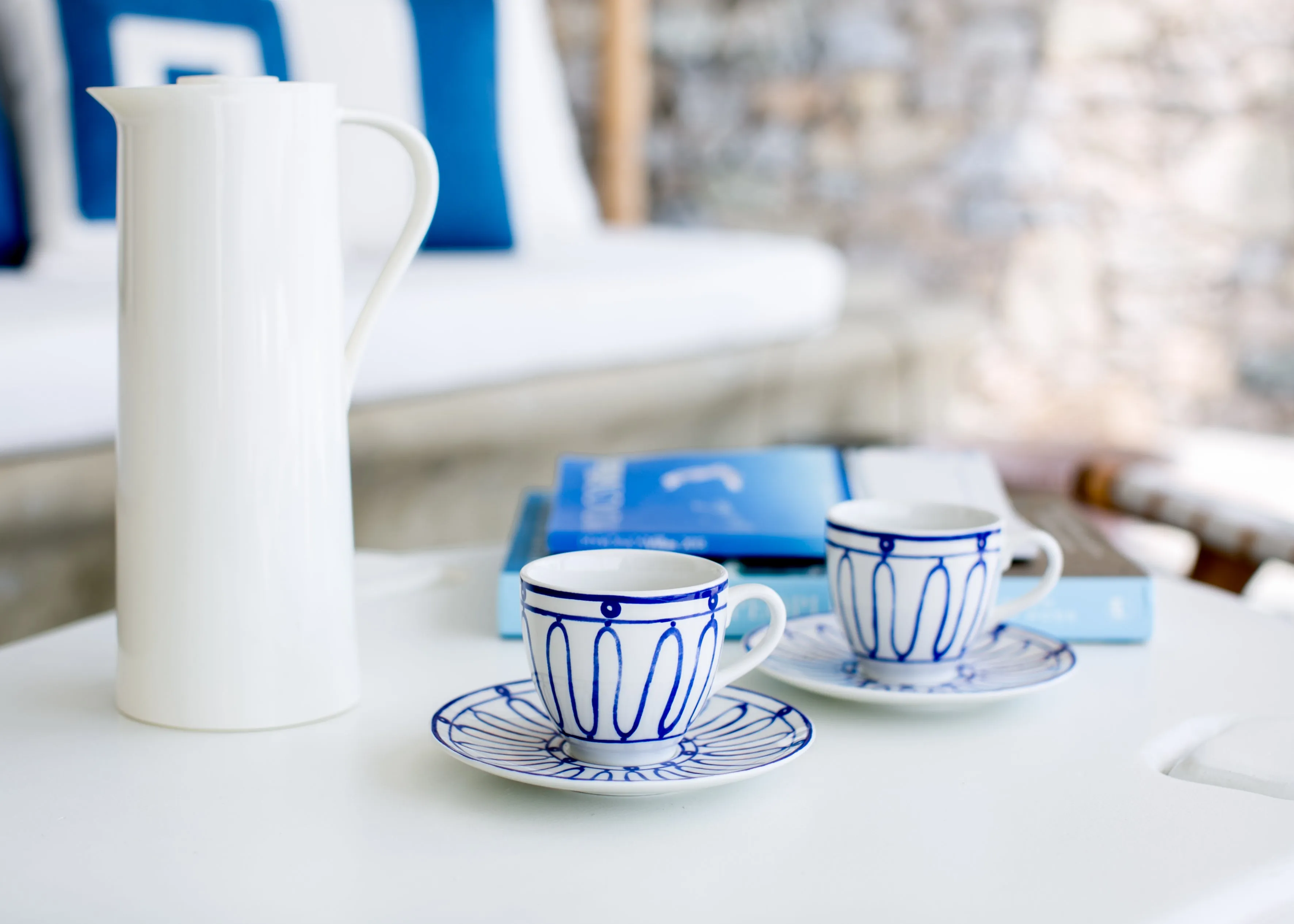 Kyma Espresso Cup & Saucer Blue/White
