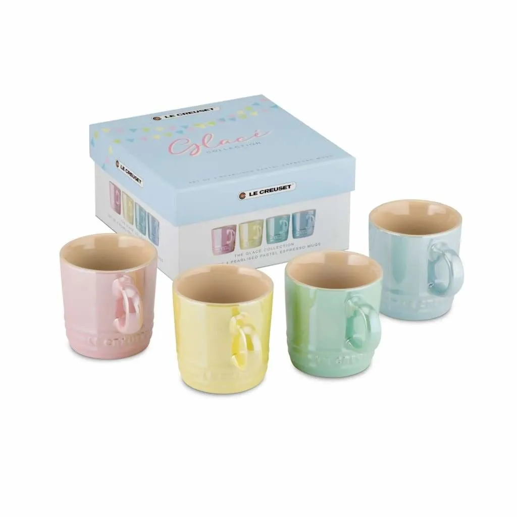 Le Creuset Stoneware Glacé Set of 4 Espresso Mugs