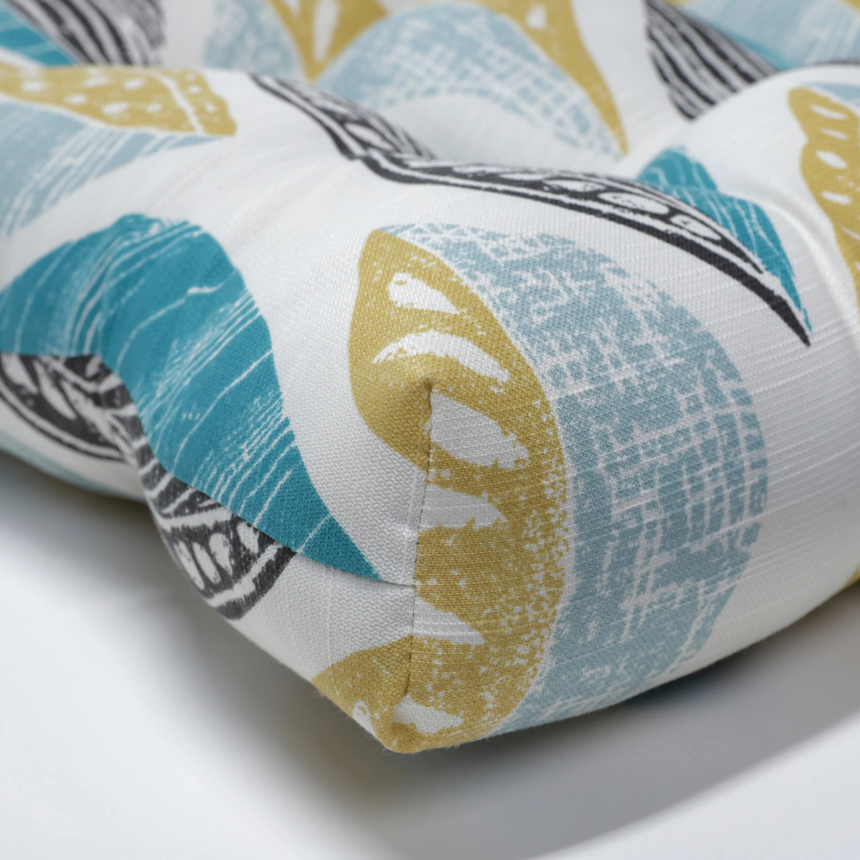 Leaf Block Teal/Citron Wicker Loveseat Cushion