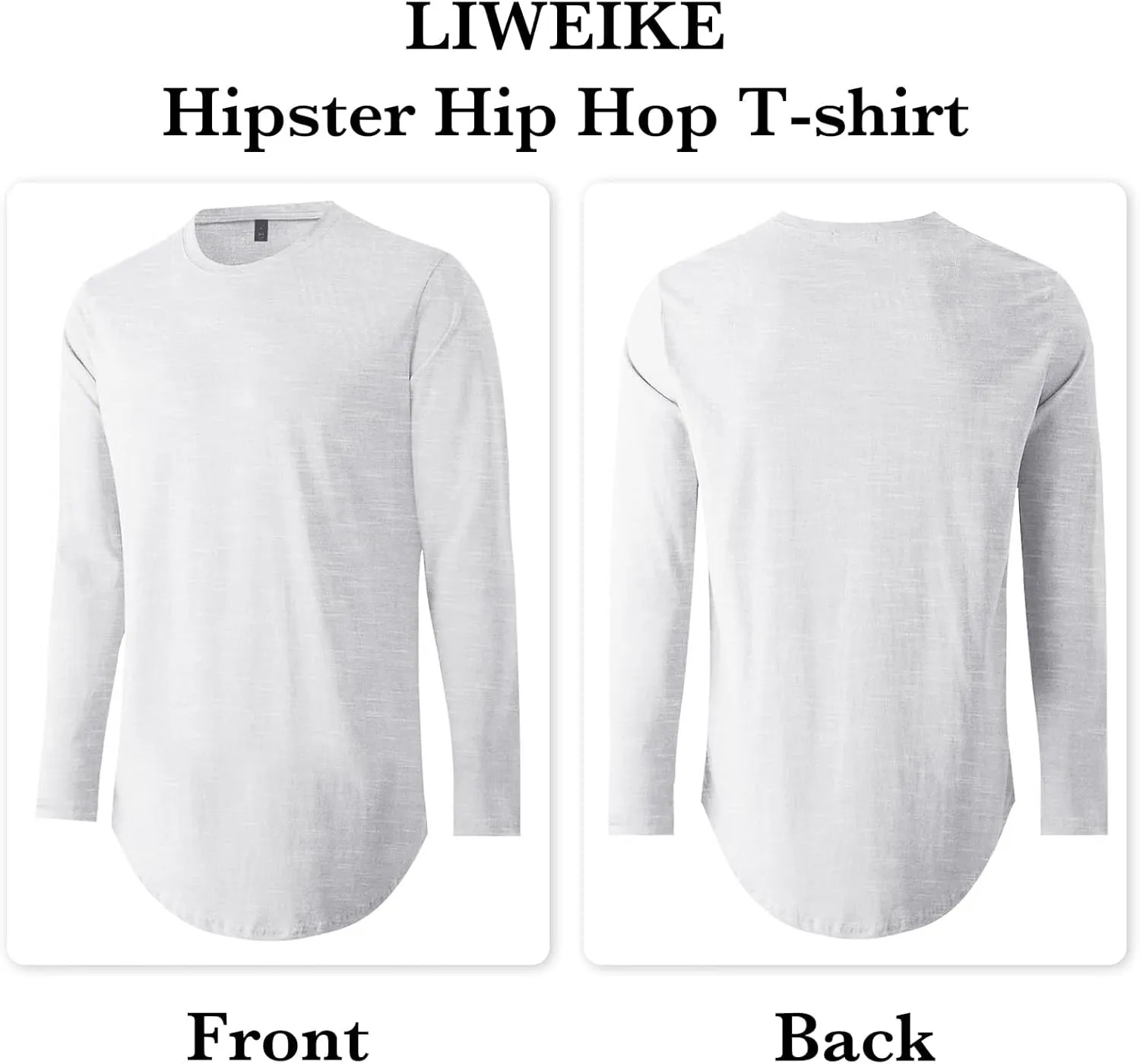 LIWEIKE Mens Hipster Hip Hop Longline Crewneck T-Shirt