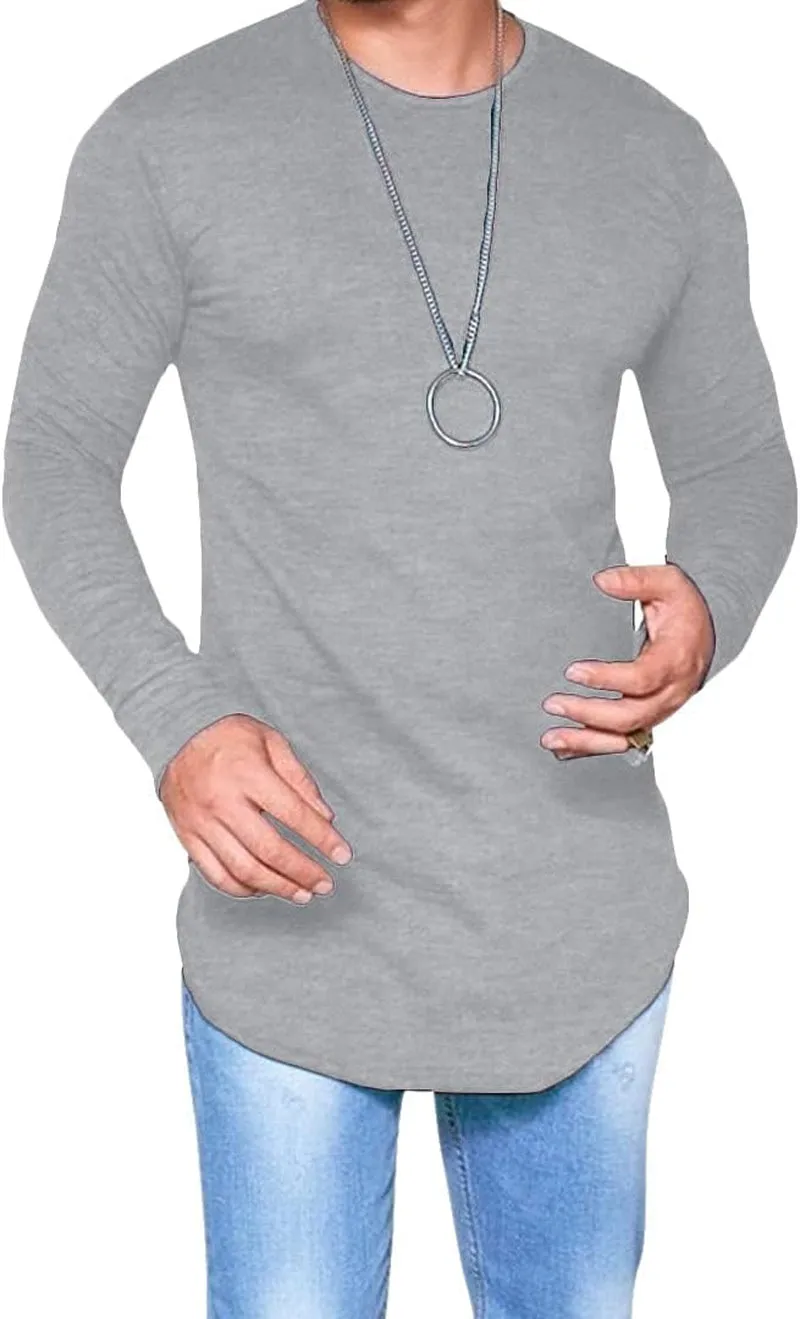 LIWEIKE Mens Hipster Hip Hop Longline Crewneck T-Shirt