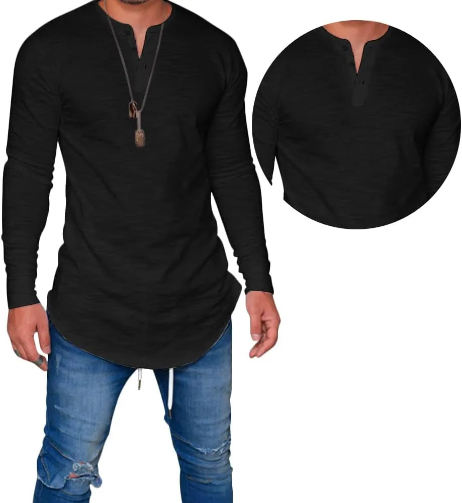 LIWEIKE Mens Hipster Hip Hop Longline Crewneck T-Shirt