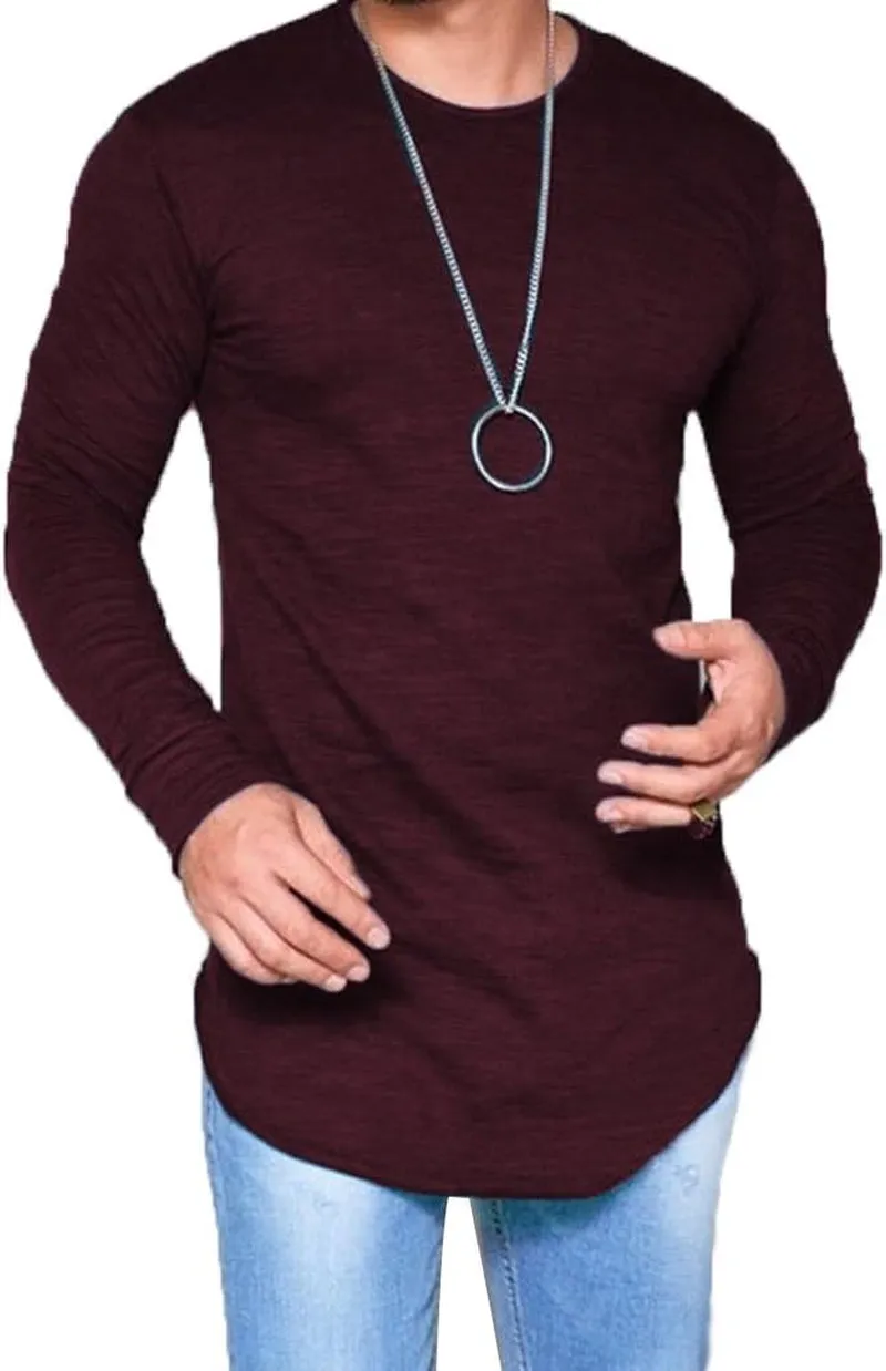 LIWEIKE Mens Hipster Hip Hop Longline Crewneck T-Shirt