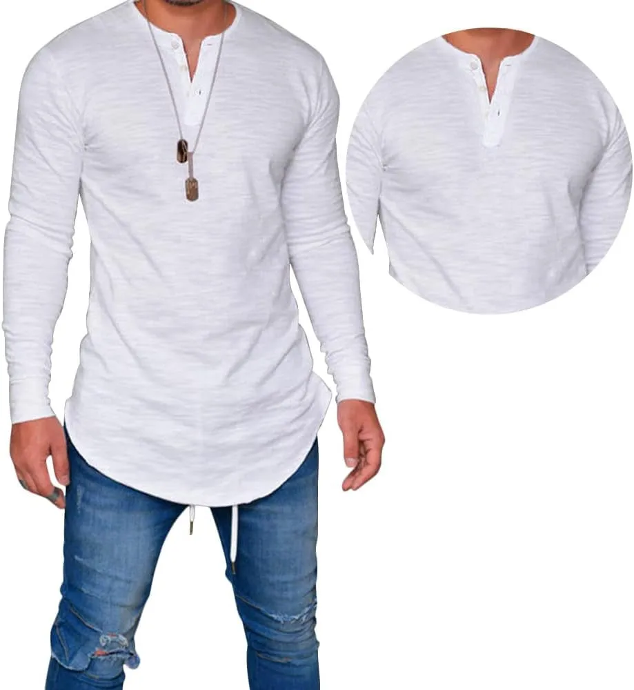 LIWEIKE Mens Hipster Hip Hop Longline Crewneck T-Shirt