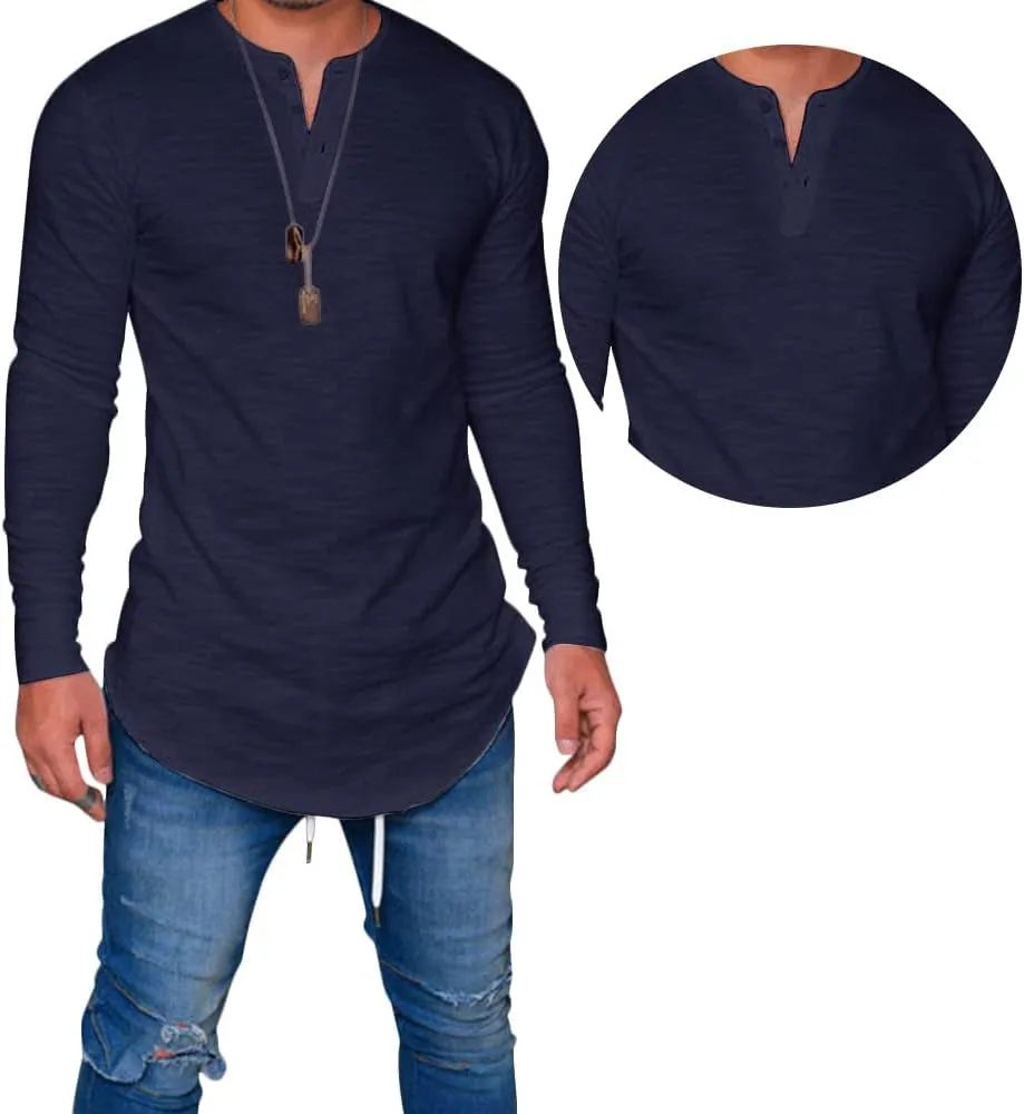 LIWEIKE Mens Hipster Hip Hop Longline Crewneck T-Shirt