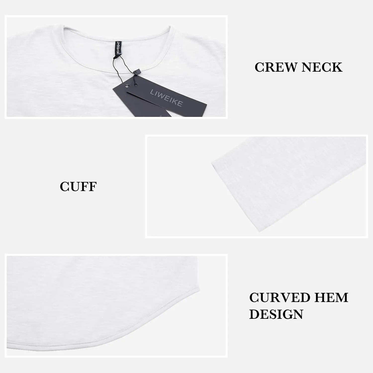 LIWEIKE Mens Hipster Hip Hop Longline Crewneck T-Shirt