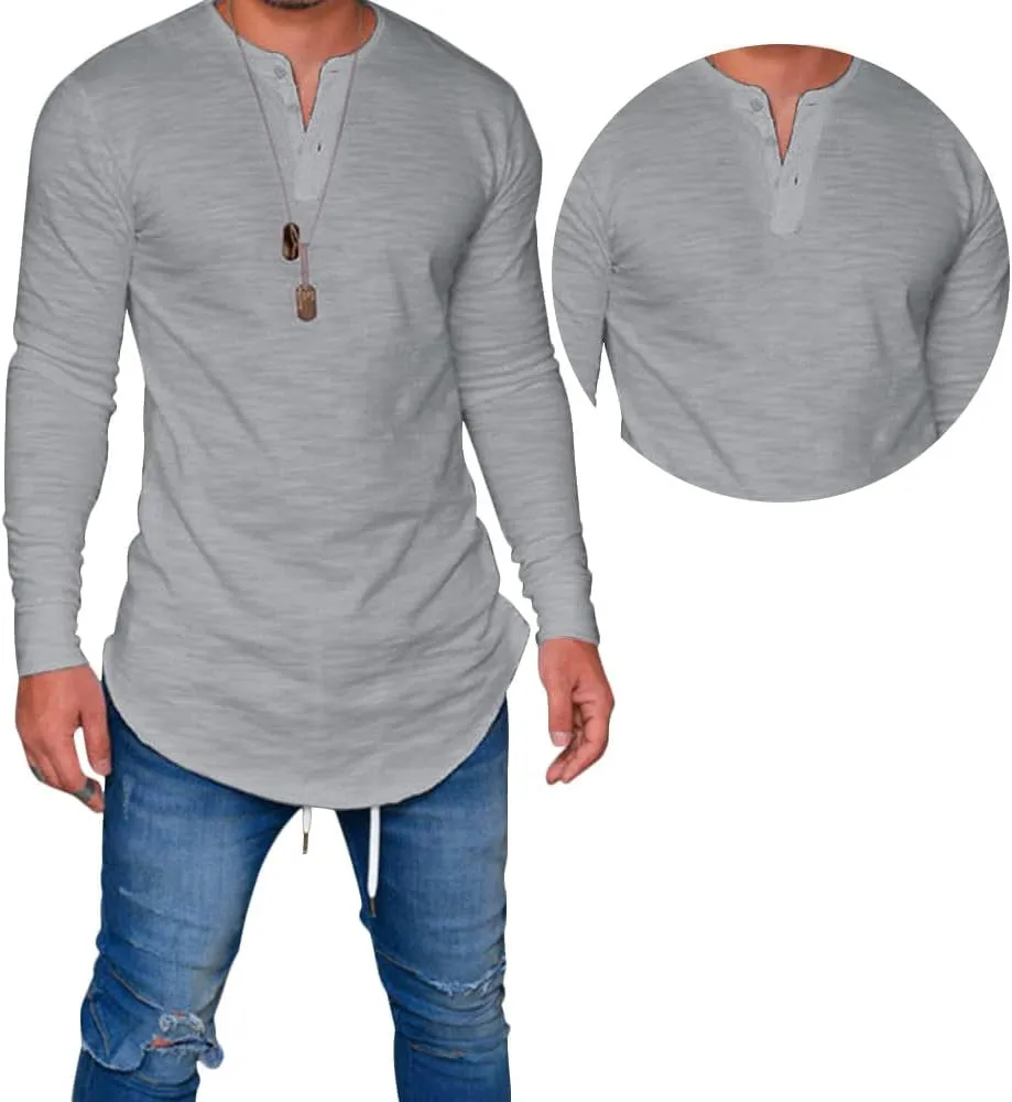LIWEIKE Mens Hipster Hip Hop Longline Crewneck T-Shirt