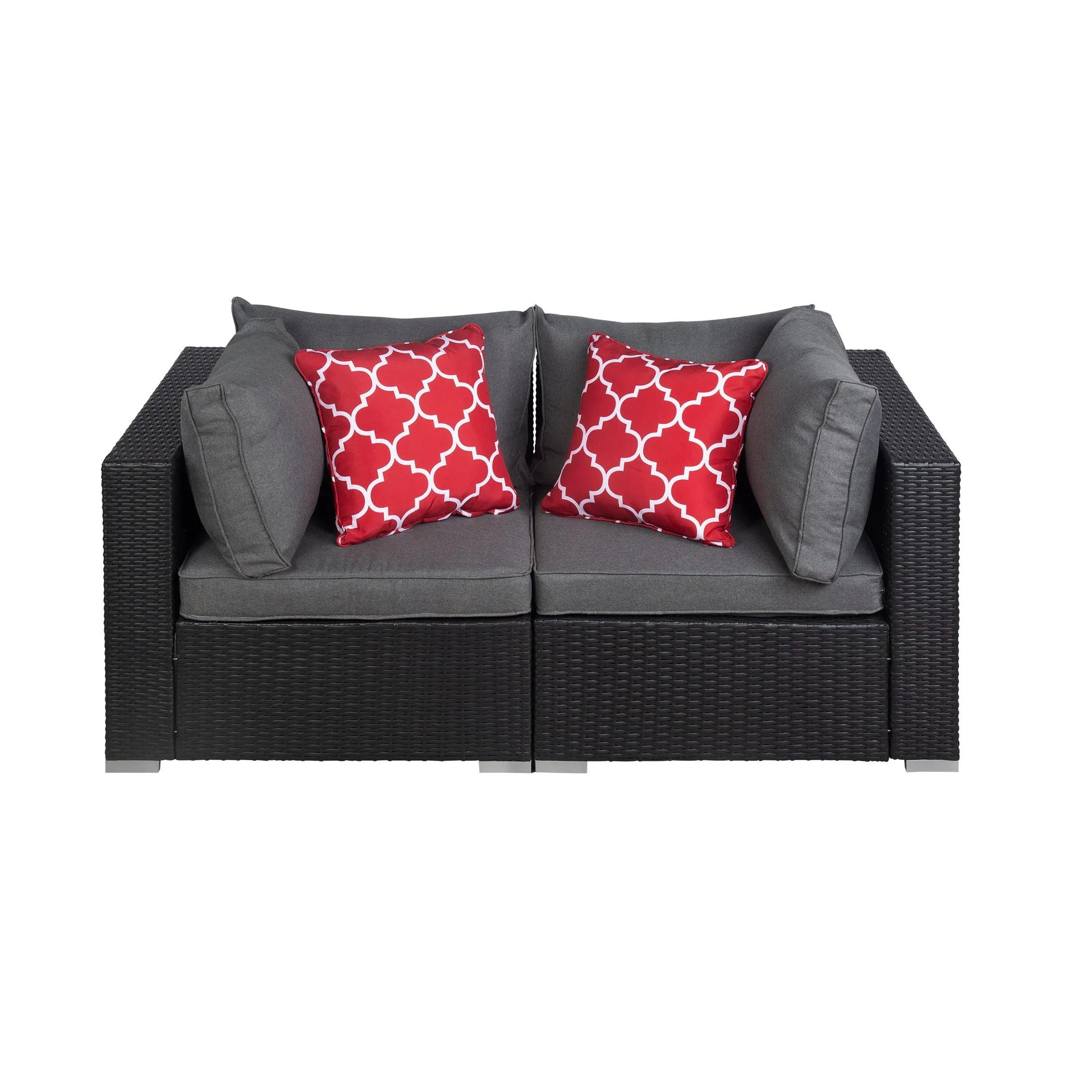 London 4-Piece Modular Outdoor Patio Rattan Wicker Sofa Espresso/Gray