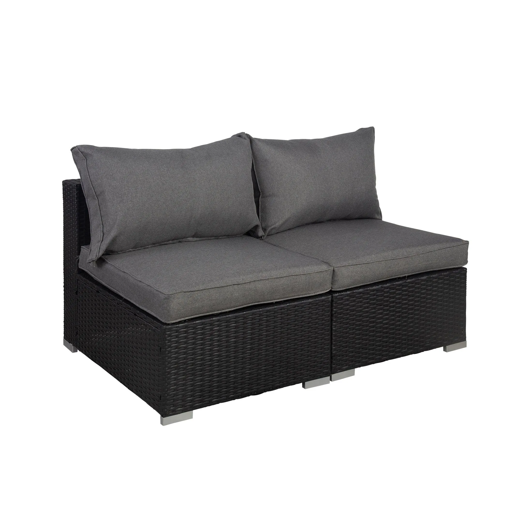 London 4-Piece Modular Outdoor Patio Rattan Wicker Sofa Espresso/Gray