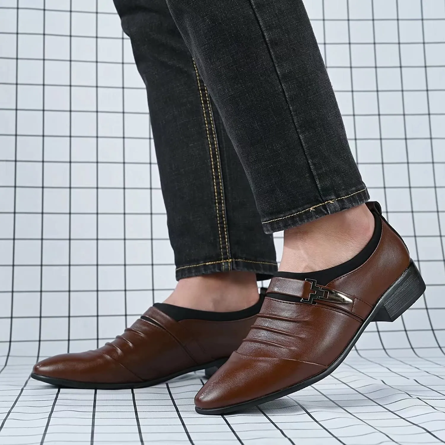 Men's Brown Business Derby Oxford Dress Shoes