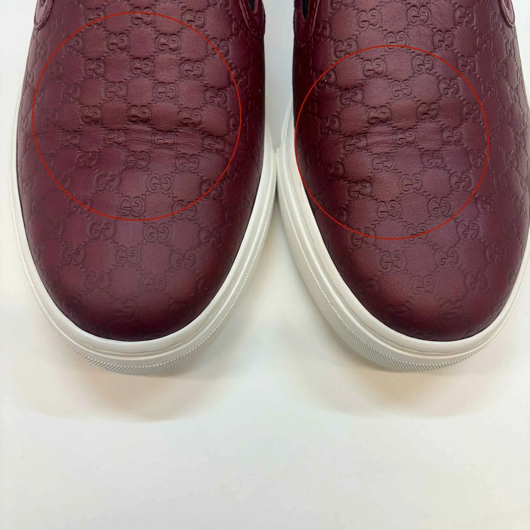 Men's Gg Supreme Loafers Burgundy Size EU 39.5 / UK 5.5