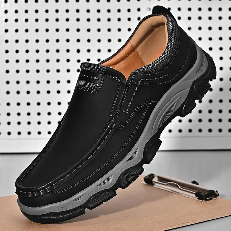 Men's Leather Casual Walking Outdoor Shoes