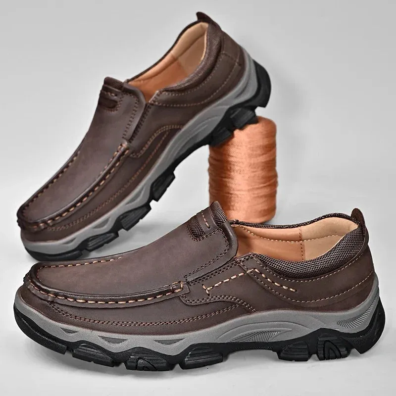 Men's Leather Casual Walking Outdoor Shoes