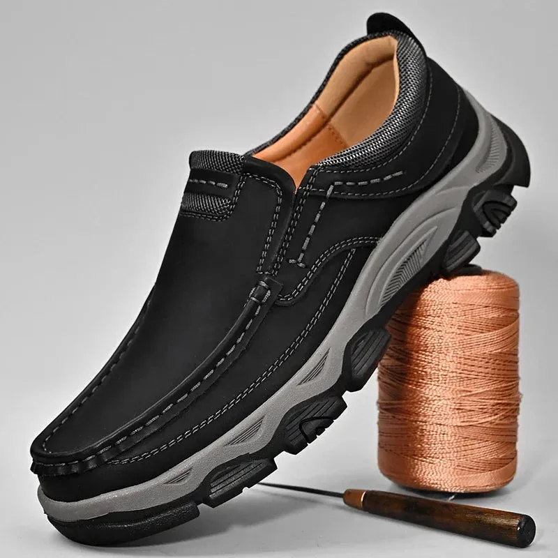 Men's Leather Casual Walking Outdoor Shoes