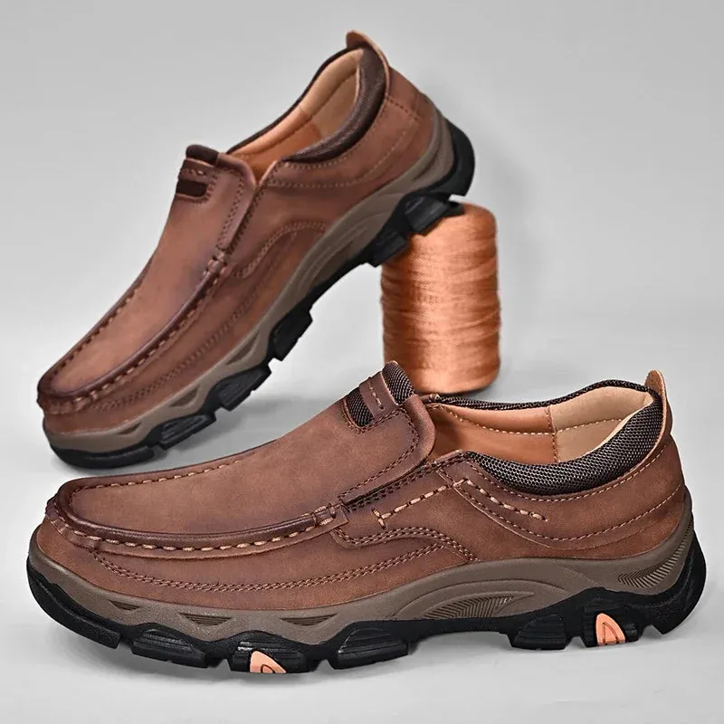 Men's Leather Casual Walking Outdoor Shoes