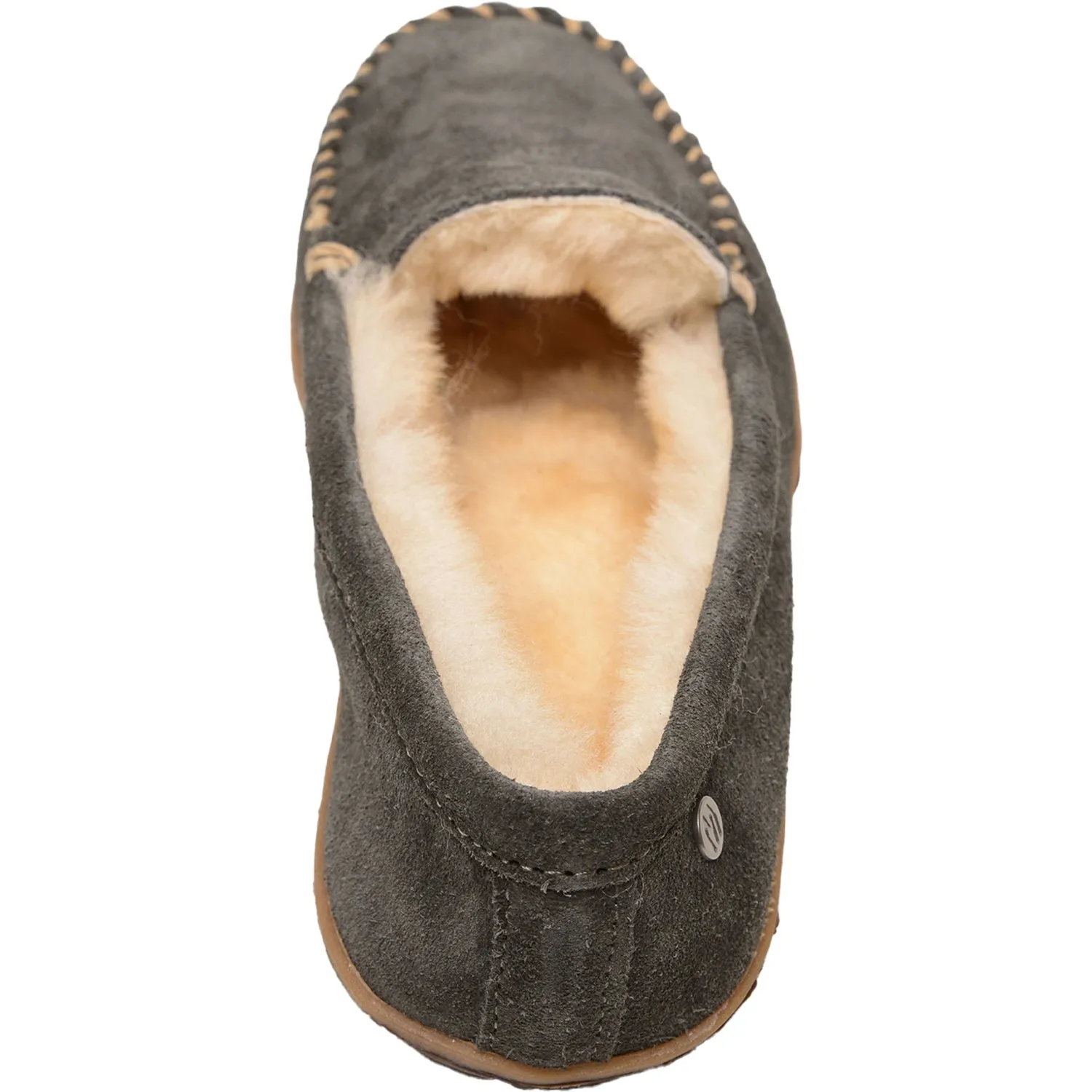 Men's Minnetonka Sheepskin Tobie Charcoal W/R Suede