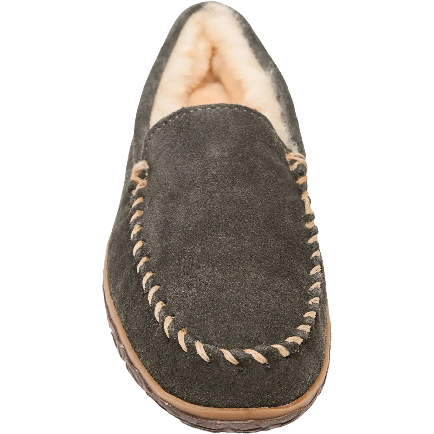 Men's Minnetonka Sheepskin Tobie Charcoal W/R Suede