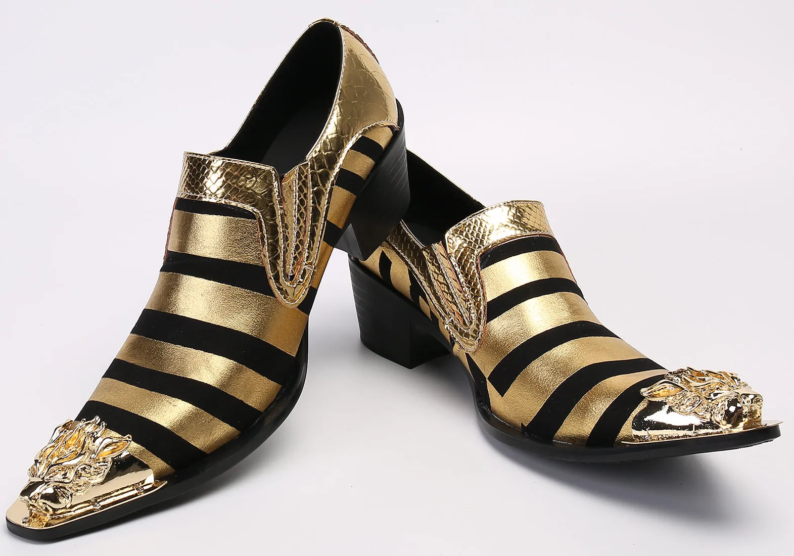 Men's Two Toned Metal Tip Western Loafers