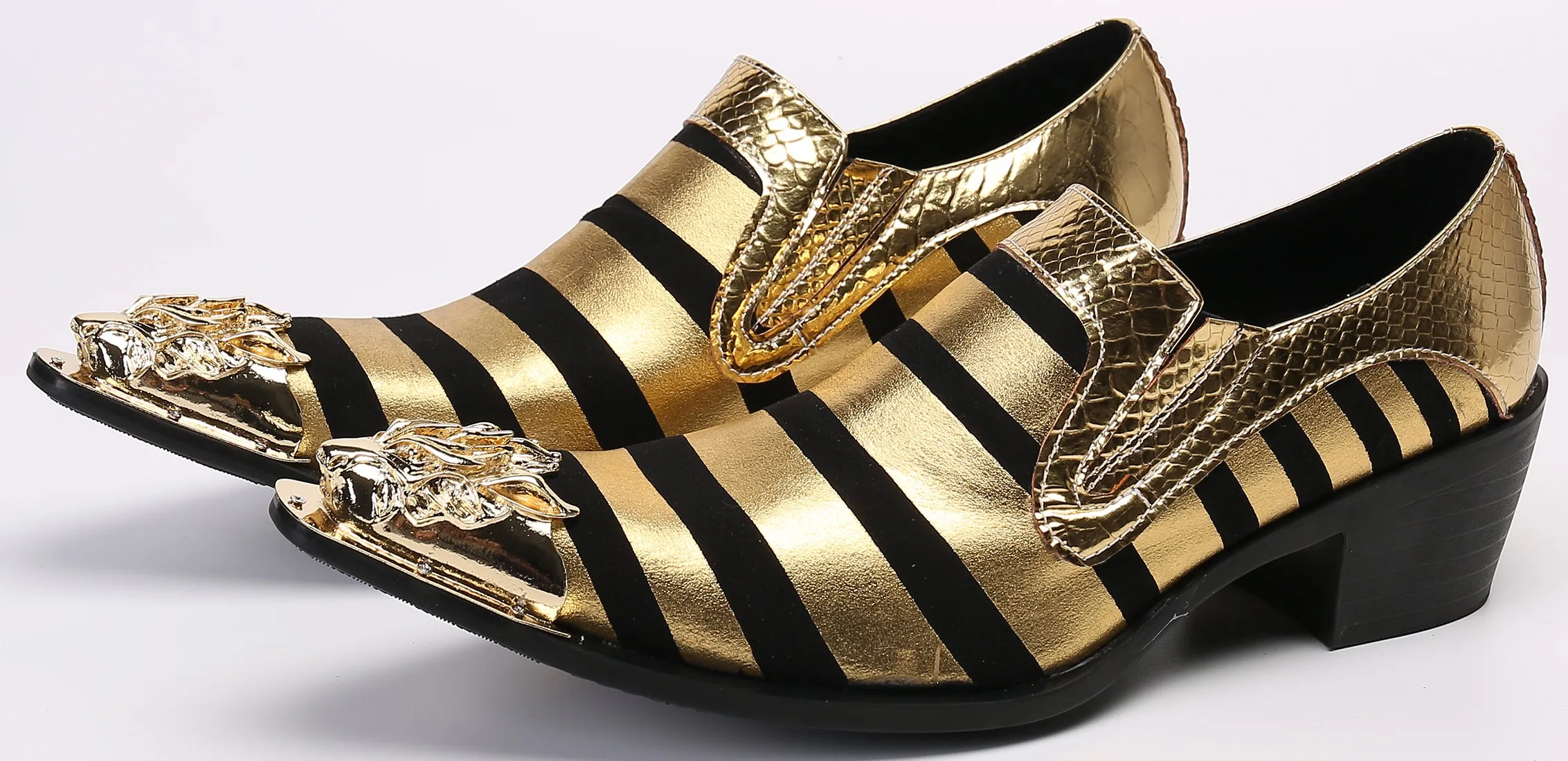 Men's Two Toned Metal Tip Western Loafers