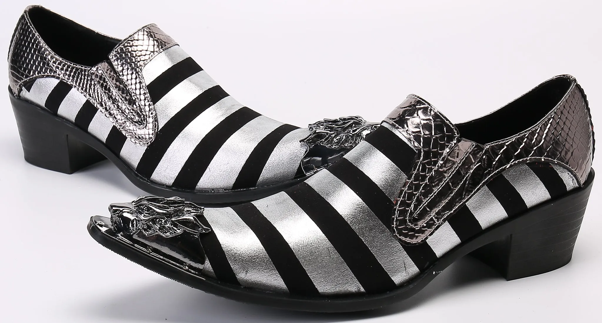 Men's Two Toned Metal Tip Western Loafers