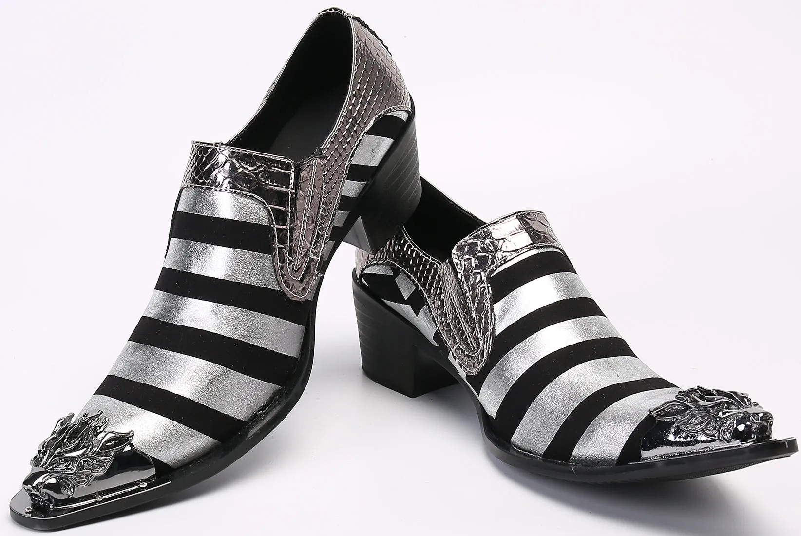 Men's Two Toned Metal Tip Western Loafers