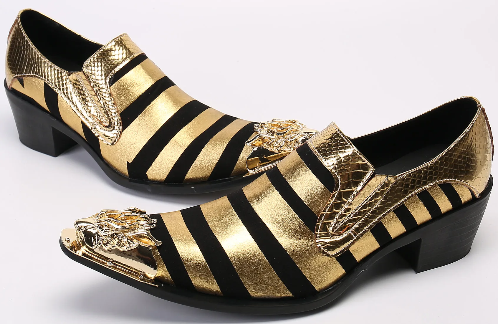 Men's Two Toned Metal Tip Western Loafers