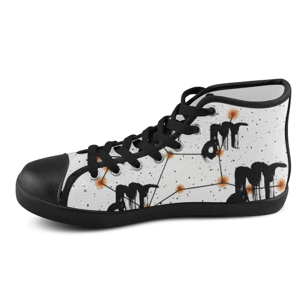 Men's Virgo Zodiac Print Canvas High Top Shoes