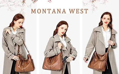Montana West Purse Hobo Bags for Women Handbags Leather Cross Body Purses Totes Bag Brown MBB-MWC-1001S-BR