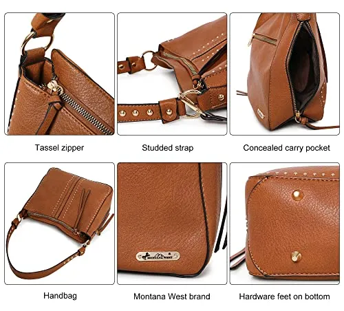 Montana West Purse Hobo Bags for Women Handbags Leather Cross Body Purses Totes Bag Brown MBB-MWC-1001S-BR